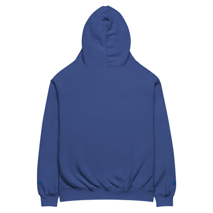 Unisex Oversized-Hoodie von Sportswear Iron Monkey 23 in Kobaltblau, entspannter Fit, Rückenansicht.